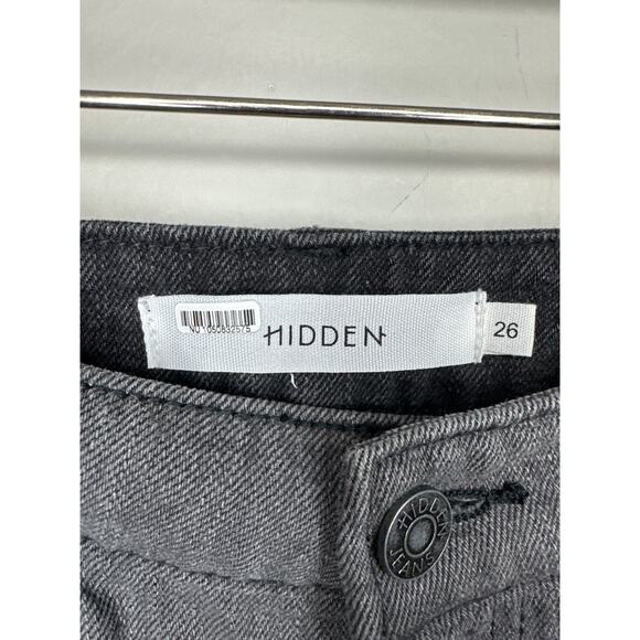 Hidden Jeans Tracey Straight Fit Black Two Tone Raw Hem Size 26 HD1312ST Denim - Picture 6 of 8